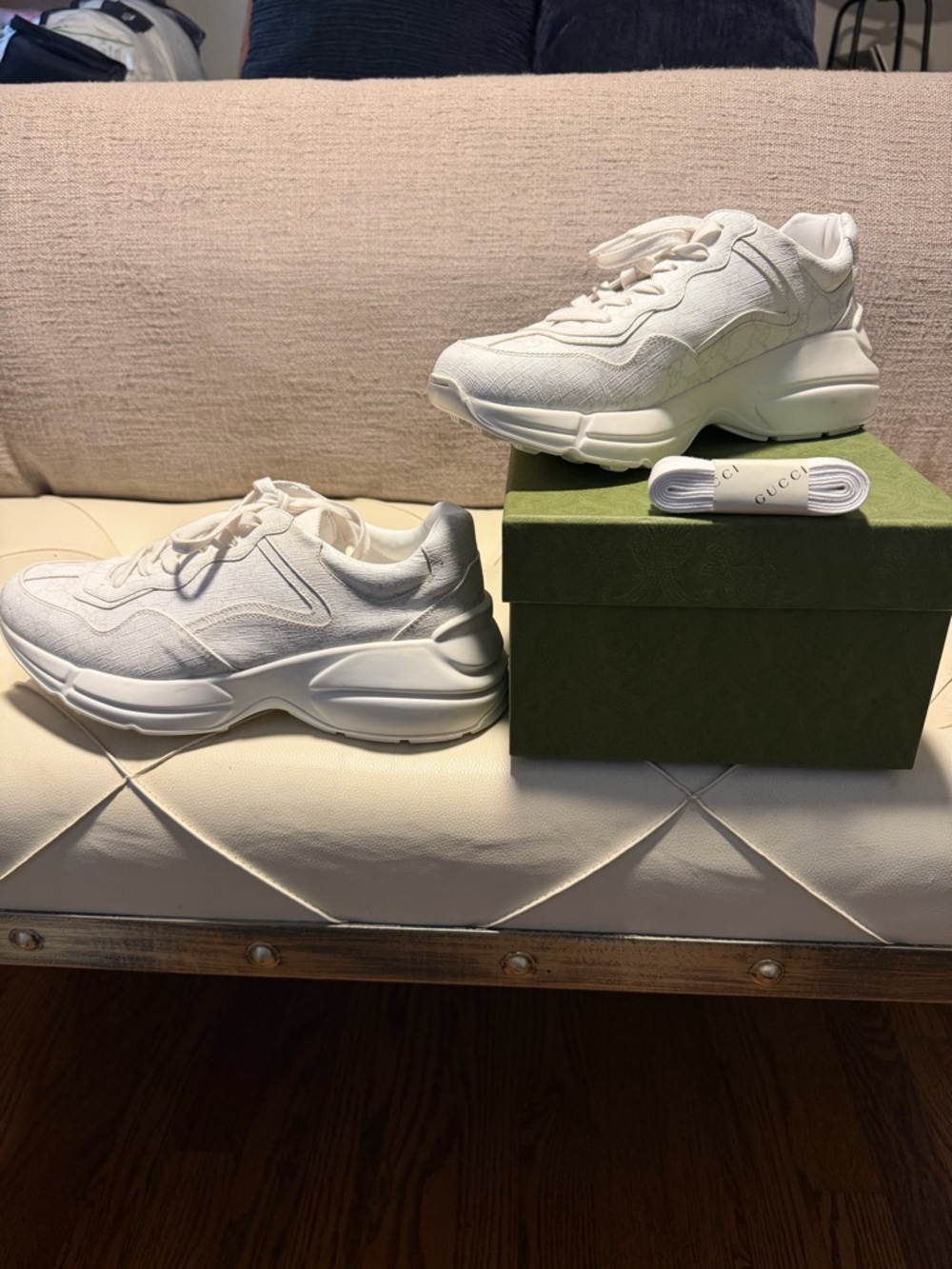 Gucci White Chunky Leather Sneakers
